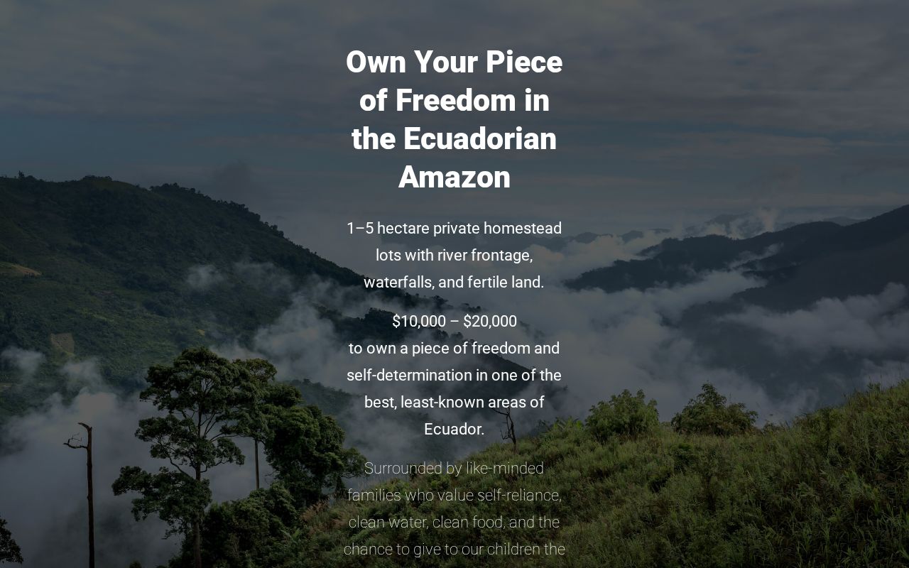 Amazon Homestead Preserve | Private Lots in Southern Ecuador Amazon